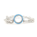 Novo preço de aço inoxidável esmalte azul pulseira medalhão flutuante pulseira jóias